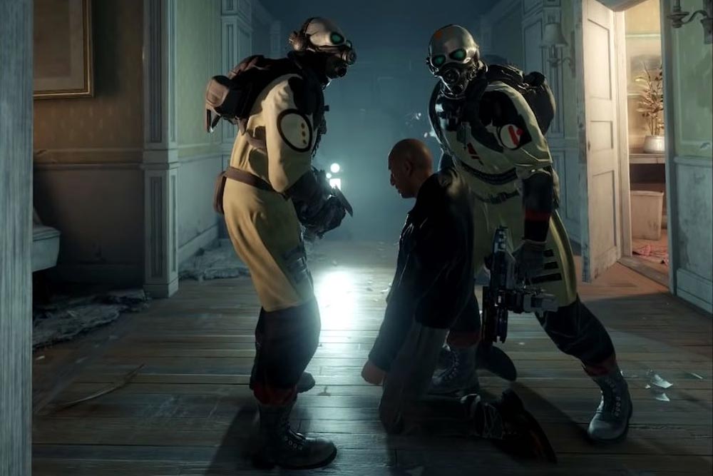 Szene mit Combine-Soldaten aus Half-Life: Alyx
